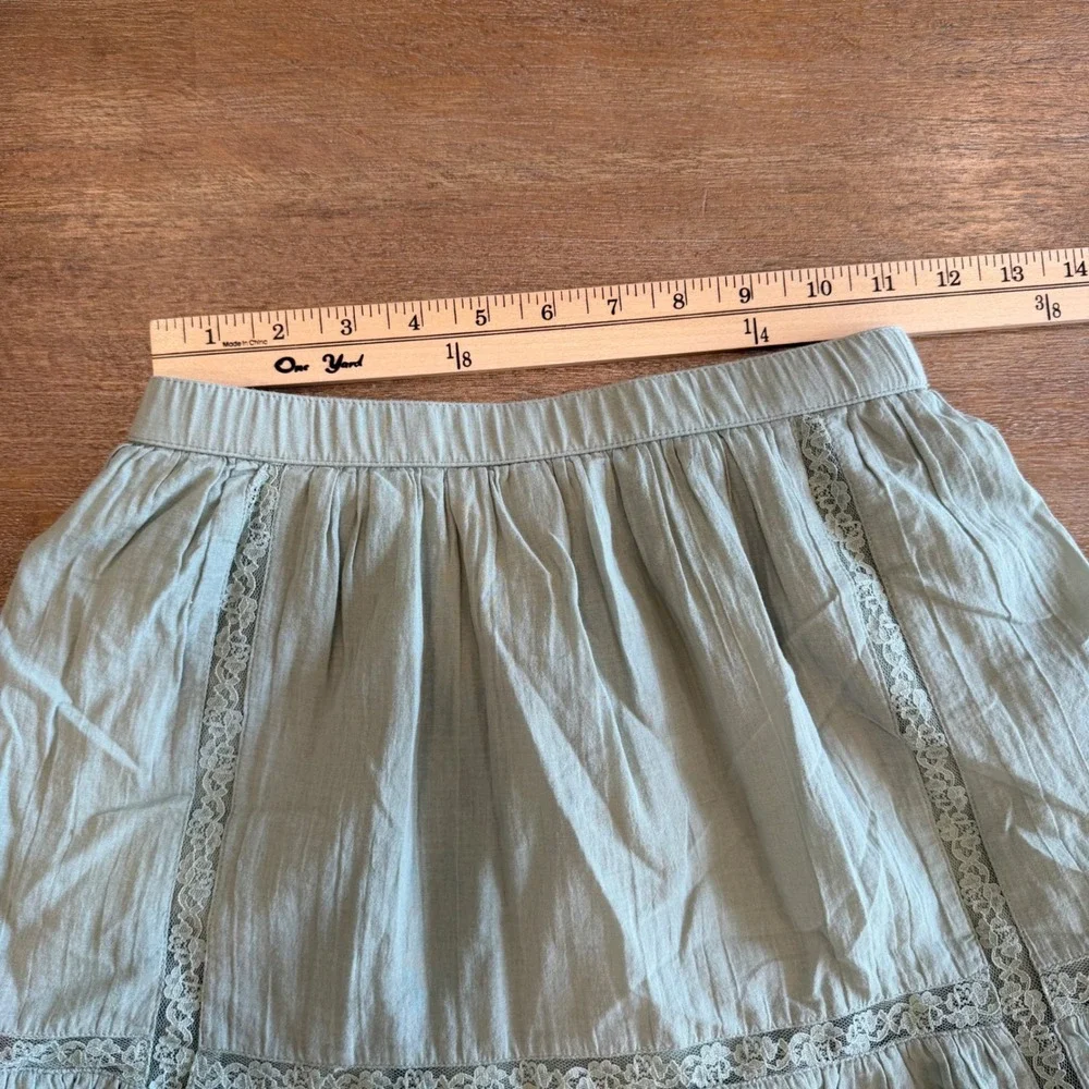Abercrombie Kids Girls Sage Green Gauze Lace Set Top 9/10 Skirt 11/12 Boho